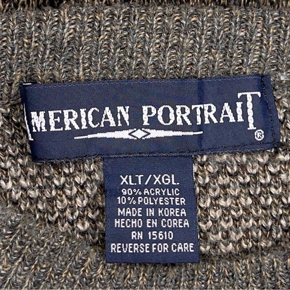 VINTAGE XLT MENS AMERICAN PORTRAIT GREEN ARGYLE SWEATER LONG SLEEVE KNIT - Picture 10 of 12